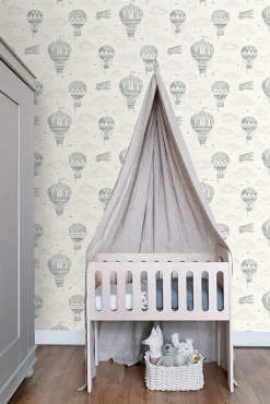 ESTAhome papier peint ballons à air chaud vieux blanc - 50 x 900 cm - 139716