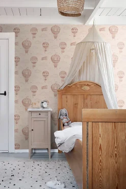 ESTAhome papier peint ballons à air chaud rose terracotta - 50 x 900 cm - 139717