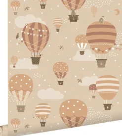 ESTAhome papier peint ballons à air chaud beige et terracotta - 53 cm x 10.05 m - 139801