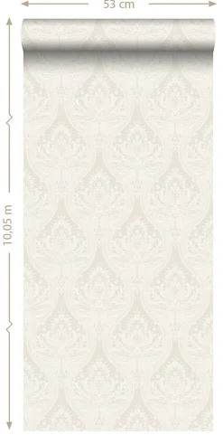 ESTAhome papier peint baroque gris chaud et couleur sable - 53 cm x 10.05 m - 127603