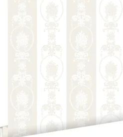 ESTAhome papier peint baroque blanc et argent - 53 cm x 10.05 m - 136846