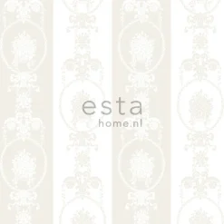 ESTAhome papier peint baroque blanc et argent - 53 cm x 10.05 m - 136846