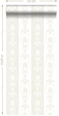 ESTAhome papier peint baroque blanc et argent - 53 cm x 10.05 m - 136846