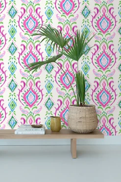 ESTAhome papier peint baroque vert et rose - 53 cm x 10.05 m - 148648