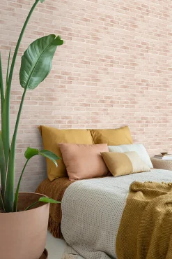ESTAhome papier peint brique rose pêche clair - 53 cm x 10.05 m - 139166