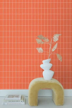 ESTAhome papier peint carrelage orange et blanc - 50 x 900 cm - 139963