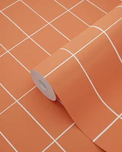 ESTAhome papier peint carrelage orange et blanc - 50 x 900 cm - 139963
