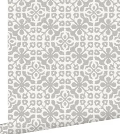 ESTAhome papier peint carreaux de ciment taupe - 53 cm x 10.05 m - 128045