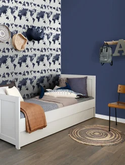 ESTAhome papier peint cartes du monde bleu foncé - 53 cm x 10.05 m - 138972