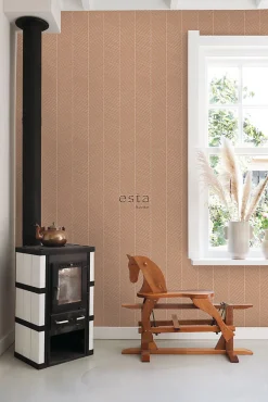 ESTAhome papier peint chevron terracotta claire - 53 cm x 10.05 m - 139357