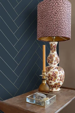 ESTAhome papier peint chevron bleu foncé et or - 53 cm x 10.05 m - 139309