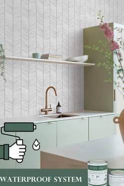 ESTAhome papier peint chevron noir et blanc - 53 cm x 10.05 m - 139106