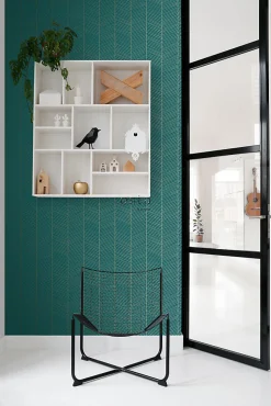 ESTAhome papier peint chevron vert émeraude et or - 53 cm x 10.05 m - 139200