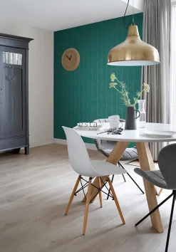 ESTAhome papier peint chevron vert émeraude et or - 53 cm x 10.05 m - 139200