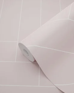 ESTAhome papier peint chevron vieux rose et blanc - 53 cm x 10.05 m - 139220