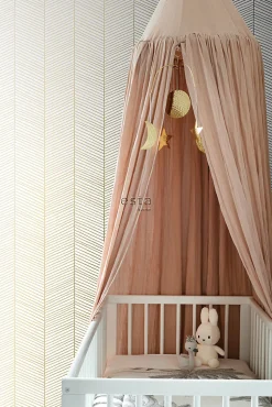 ESTAhome papier peint chevron blanc et or - 53 cm x 10.05 m - 139135