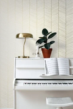 ESTAhome papier peint chevron blanc et or - 53 cm x 10.05 m - 139135