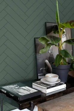 ESTAhome papier peint chevron vert foncé - 53 cm x 10.05 m - 139222