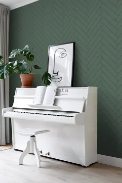 ESTAhome papier peint chevron vert foncé - 53 cm x 10.05 m - 139222