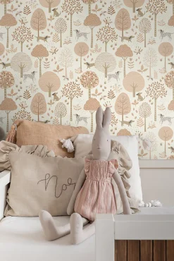 ESTAhome papier peint chiens beige et rose clair - 53 cm x 10.05 m - 139710