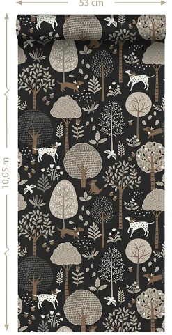 ESTAhome papier peint chiens noir - 50 x 900 cm - 139714