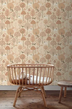 ESTAhome papier peint chiens beige et rose terracotta - 53 cm x 10.05 m - 139711
