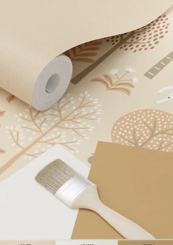 ESTAhome papier peint chiens beige et rose terracotta - 53 cm x 10.05 m - 139711