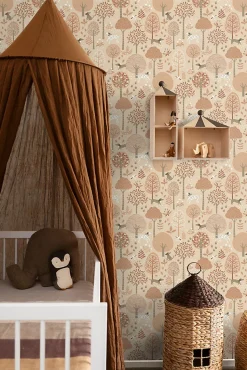 ESTAhome papier peint chiens beige et rose terracotta - 53 cm x 10.05 m - 139711