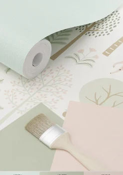 ESTAhome papier peint chiens vert menthe grisé et blanc - 53 cm x 10.05 m - 139709