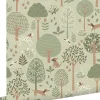 ESTAhome papier peint chiens vert menthe grisé - 53 cm x 10.05 m - 139712