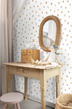 ESTAhome papier peint coeurs terracotta et beige - 53 cm x 10.05 m - 139755