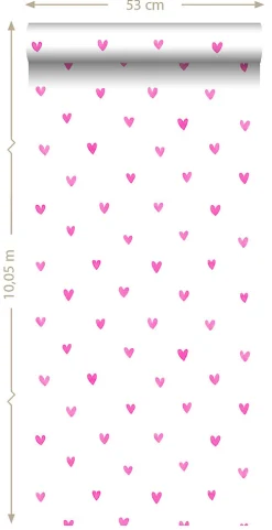 ESTAhome papier peint coeurs rose bonbon - 53 cm x 10.05 m - 138866