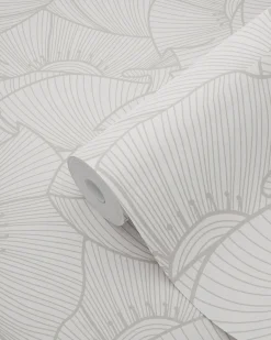 ESTAhome papier peint coquelicots gris et blanc - 53 cm x 10.05 m - 139704