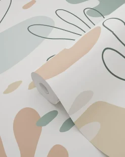 ESTAhome papier peint corail multicolore sur blanc - 50 x 900 cm - 139540