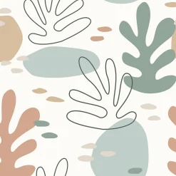 ESTAhome papier peint corail multicolore sur blanc - 50 x 900 cm - 139540