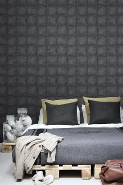 ESTAhome papier peint effet béton noir - 53 cm x 10.05 m - 138204