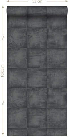 ESTAhome papier peint effet béton noir - 53 cm x 10.05 m - 138204