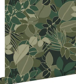 ESTAhome papier peint feuilles vert foncé - 50 x 900 cm - 139851