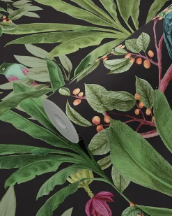 ESTAhome papier peint feuilles tropicales noir et vert jungle - 53 cm x 10.05 m - 139190
