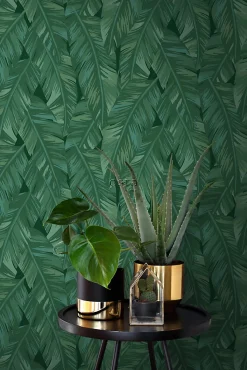 ESTAhome papier peint feuilles de bananier vert émeraude - 53 cm x 10.05 m - 139016