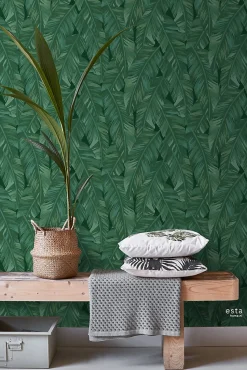 ESTAhome papier peint feuilles de bananier vert émeraude - 53 cm x 10.05 m - 139016