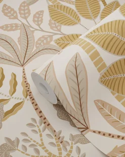 ESTAhome papier peint feuilles beige et couleur sable - 50 x 900 cm - 139678