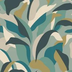 ESTAhome papier peint feuilles tropicales bleu canard et bleu canard - 50 x 900 cm - 139942