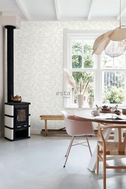 ESTAhome papier peint feuilles blanc - 53 cm x 10.05 m - 148728