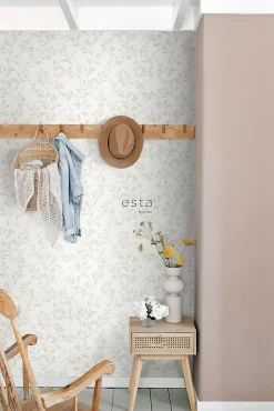 ESTAhome papier peint feuilles blanc - 53 cm x 10.05 m - 148728