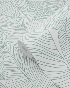 ESTAhome papier peint feuilles dessinées vert - 53 cm x 10.05 m - 139010