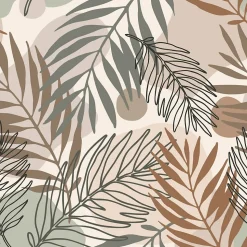 ESTAhome papier peint feuilles beige et vert grisé - 50 x 900 cm - 139822