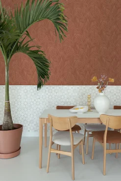 ESTAhome papier peint feuilles de palmier terracotta - 53 cm x 10.05 m - 139370