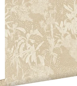 ESTAhome papier peint feuilles tropicales beige clair - 50 x 900 cm - 139888