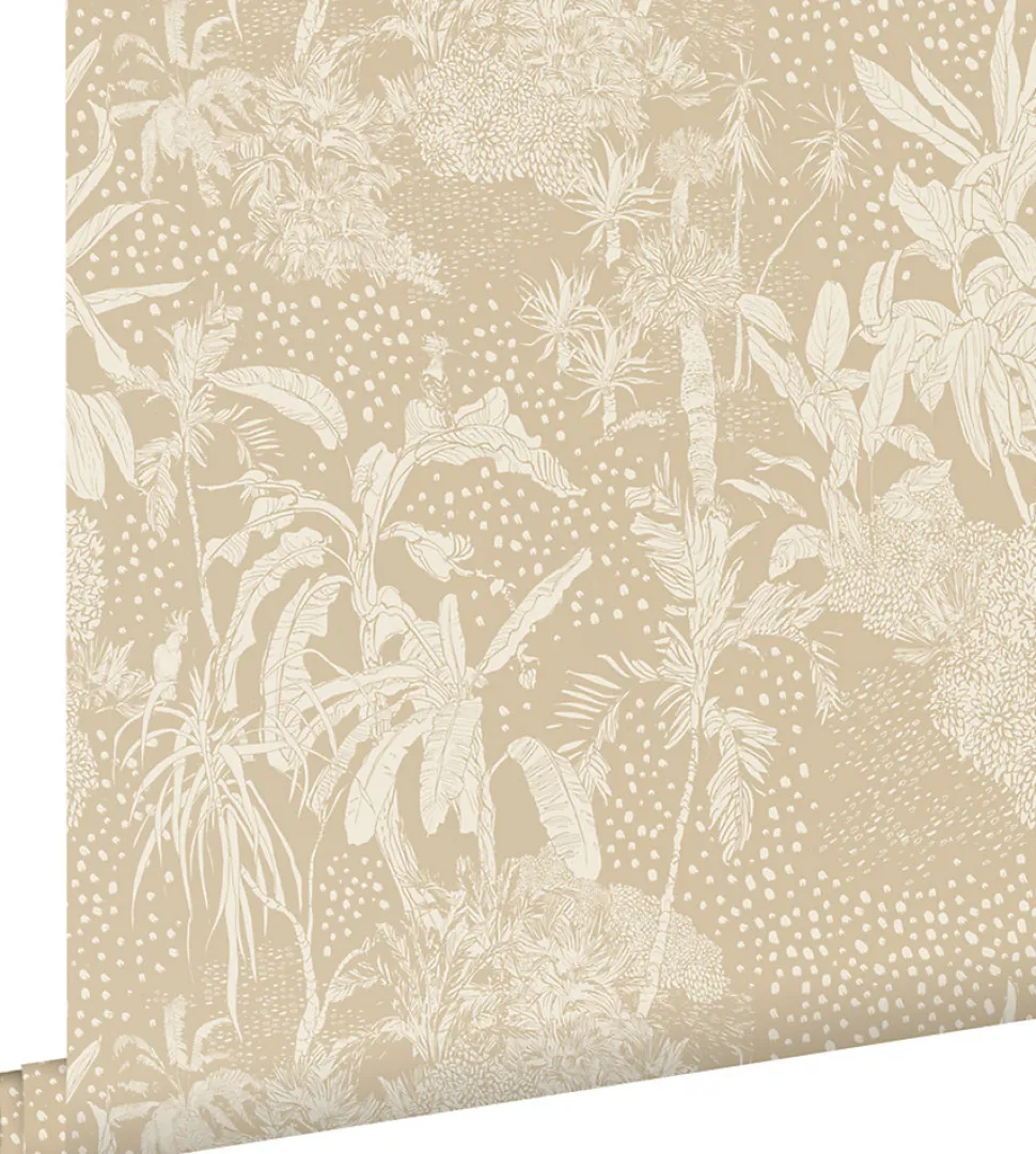 ESTAhome papier peint feuilles tropicales beige clair - 50 x 900 cm - 139888